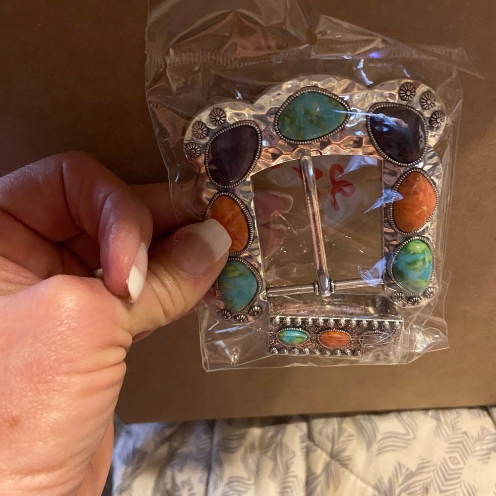 Colorful Stone Embellished Belt Buckle (not belt)